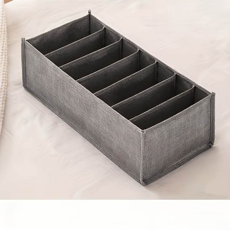 Heavy Duty Multi Compartment Clothing Storage Box, Underwear Socks Organizer with Front Panel And Sturdy Lid - Heavy Duty Fabric Closet Organizer for Pants, Jeans, Socks, Underwear, Bras - Durable Portable Closet Organizer (Canvas/Similar Texture)