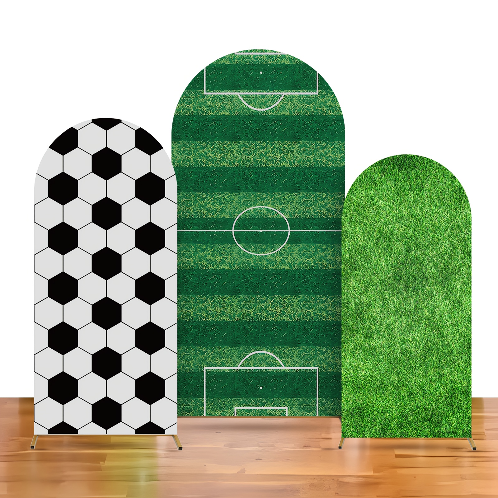 3pcs soccer arch backdrop covers 4ft 5ft 6ft stretchy polyester sports theme party decorations with numbered   design for birthday photo background and event decorations soccer accessories