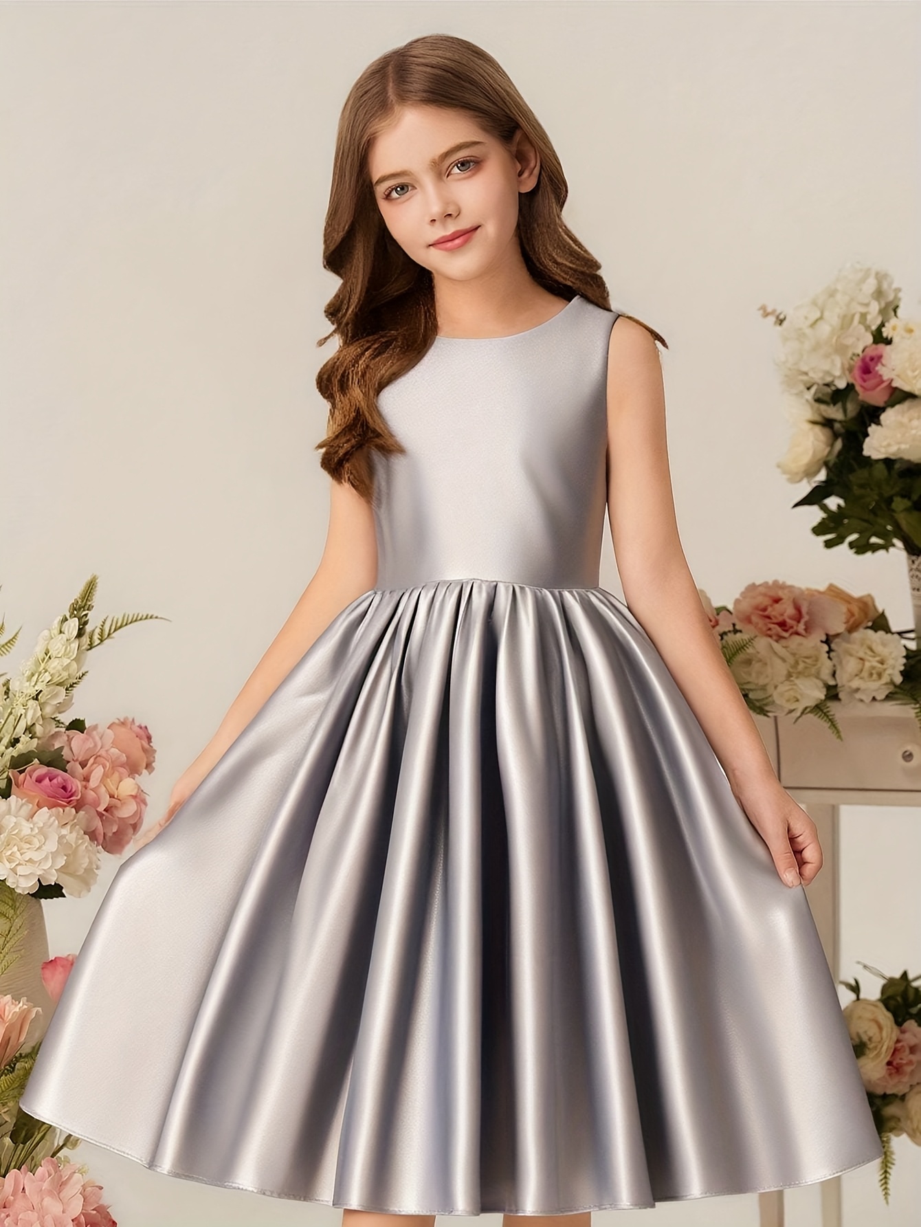 sachin and babi light blue dress Uncover Girls' Grey Dresses | Shop by Color main image 0