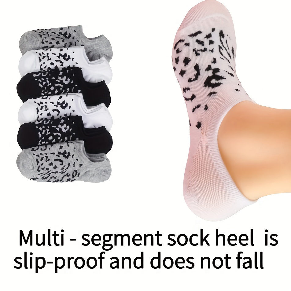 

6 Pairs Leopard Print Socks, Stylish & Breathable Low Cut Ankle Socks, Women's Stockings & Hosiery