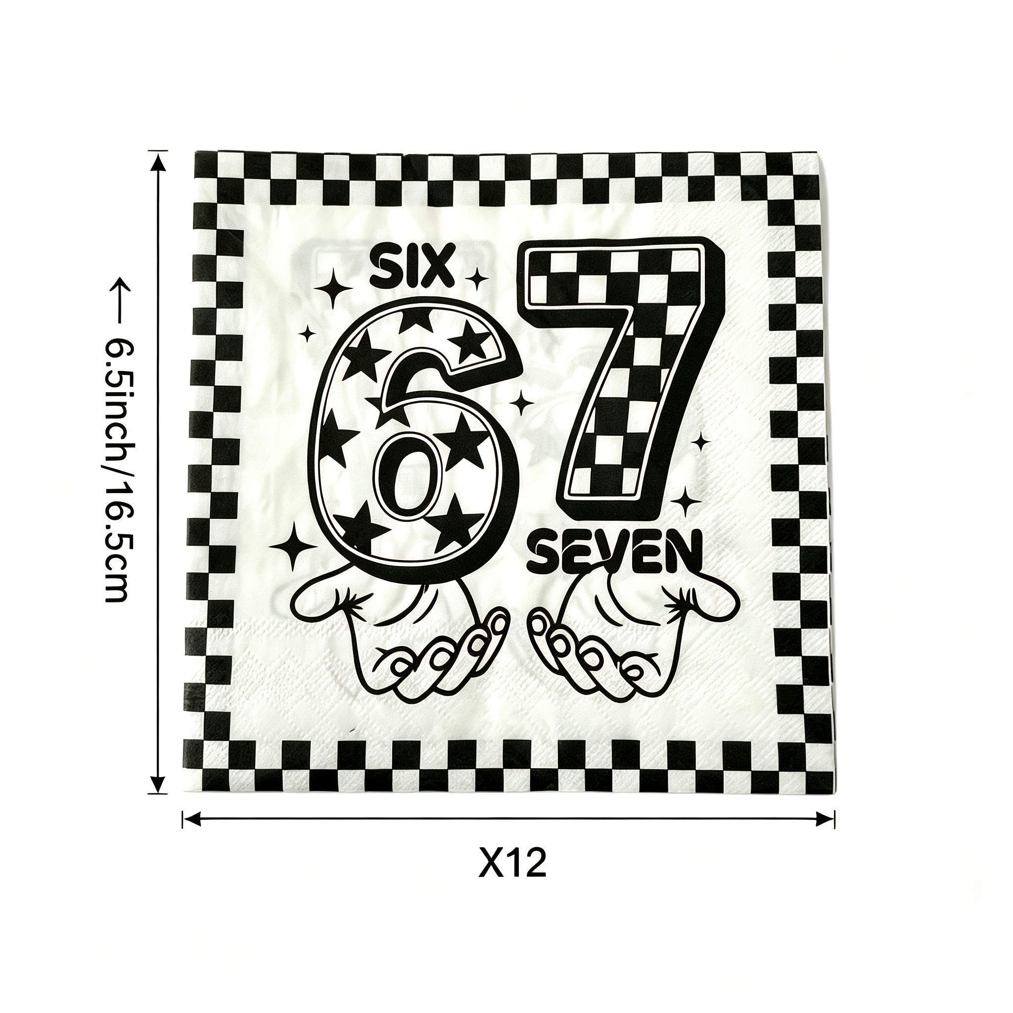 TEMU A Set Of 12pcs, Black 67-themed Party Disposable Paper Towels, Non-laminated For Halloween、christmas