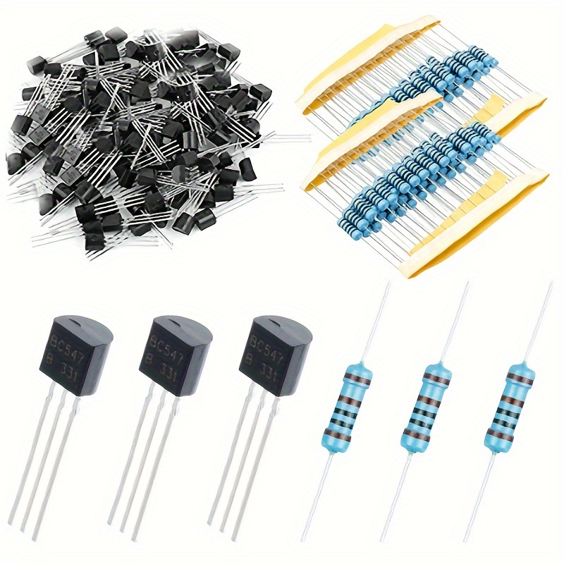 

100pcs Bc547b To-92 Npn Transistors, 50v 0.1a, Copper Voltage, Includes 1k Ohm Resistors - Diy Electronics Projects, & Signal