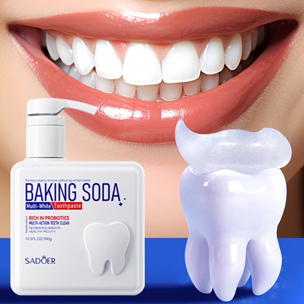 1pc Baking Soda Probiotic Toothpaste, 300g - Deep Cleaning & Whitening, Basic Teeth Cleaning Paste with Enzymes for Brighter Smile