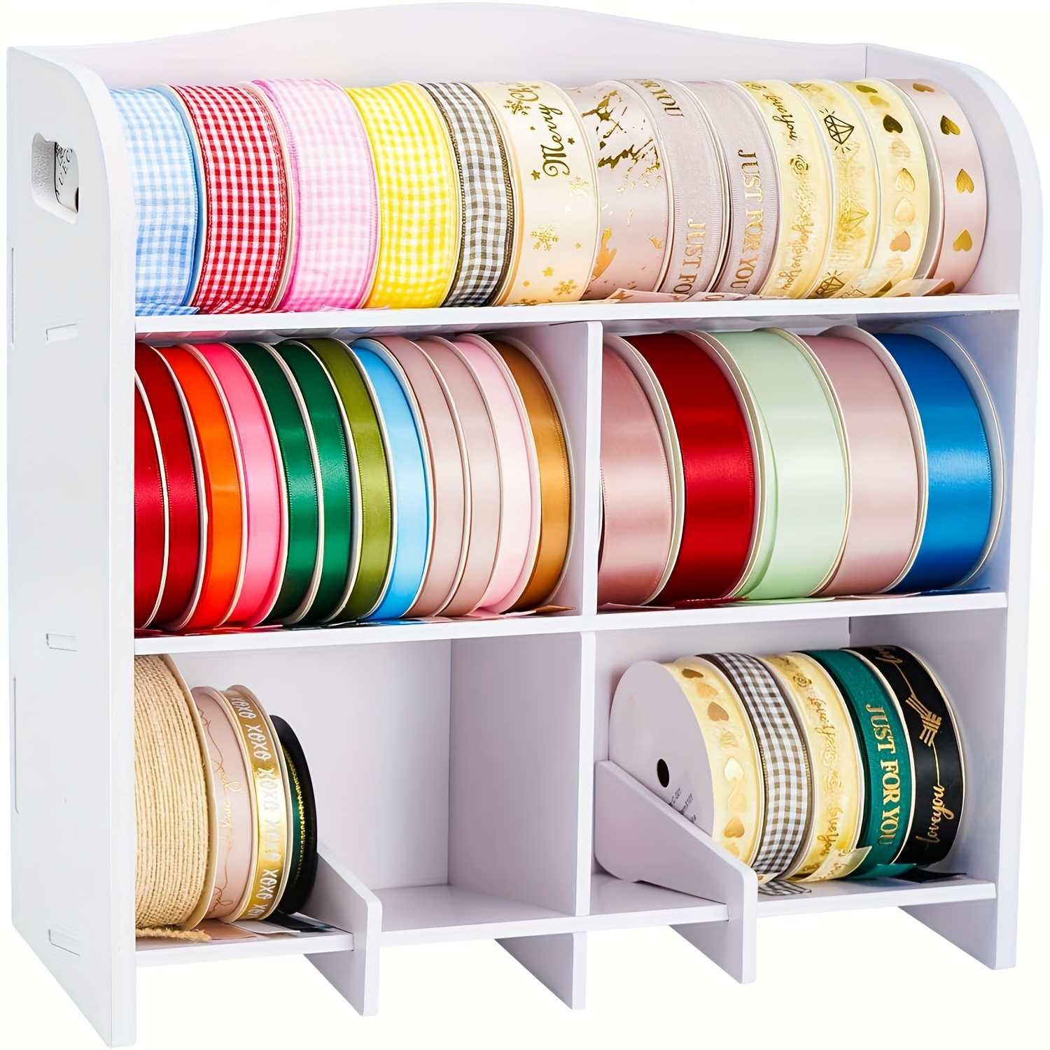 Organizer Rack Wall-mountable Ribbon Organizer For Craft Room Layer White Desktop Ribbon Spool Holder Organizer For Ribbons Up To 5-7/10" In Diamete Perfect For Craft Room Flower Shop Or Gift Wrapping