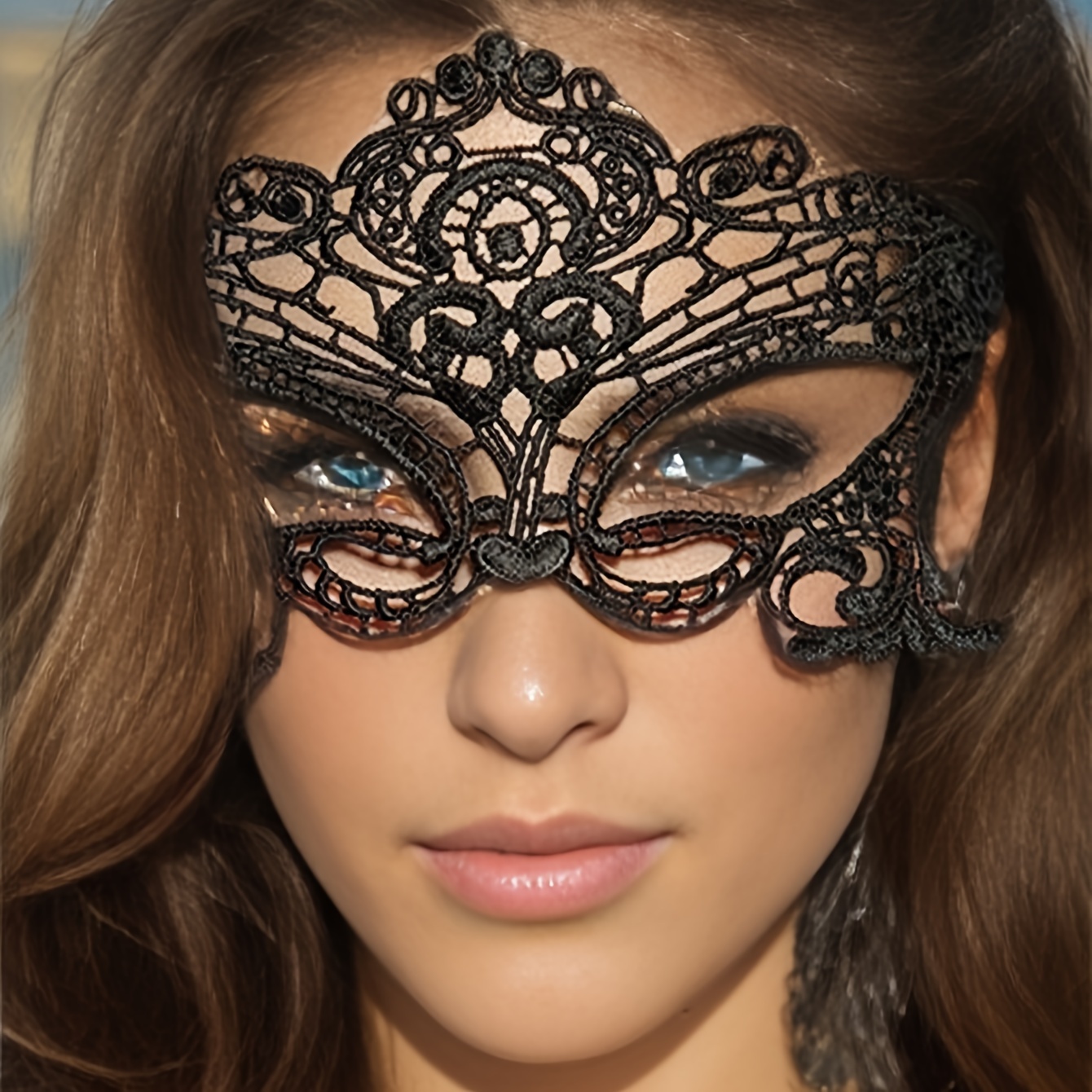 

Masque de en dentelle pour femme, d'oeil - de style reine, accessoire de fête cosplay, décor facial de bal de princesse avec