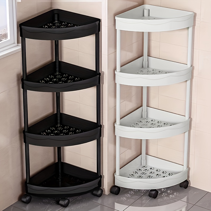 

4-tier Rolling Corner Organizer For Kitchen, Bathroom, Living Room, And Office - No Power Required, Plastic Material