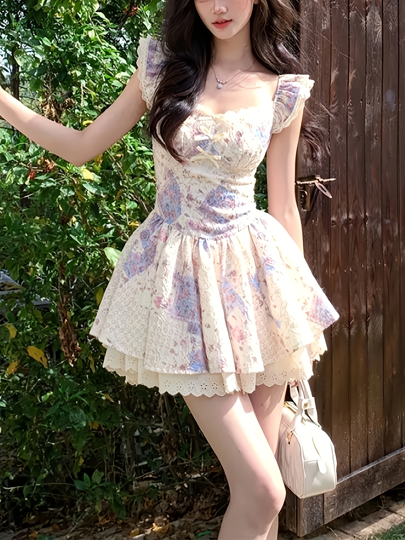 chinese dress ladies Black Lace Puffy Camisole Short Dress M main image 0