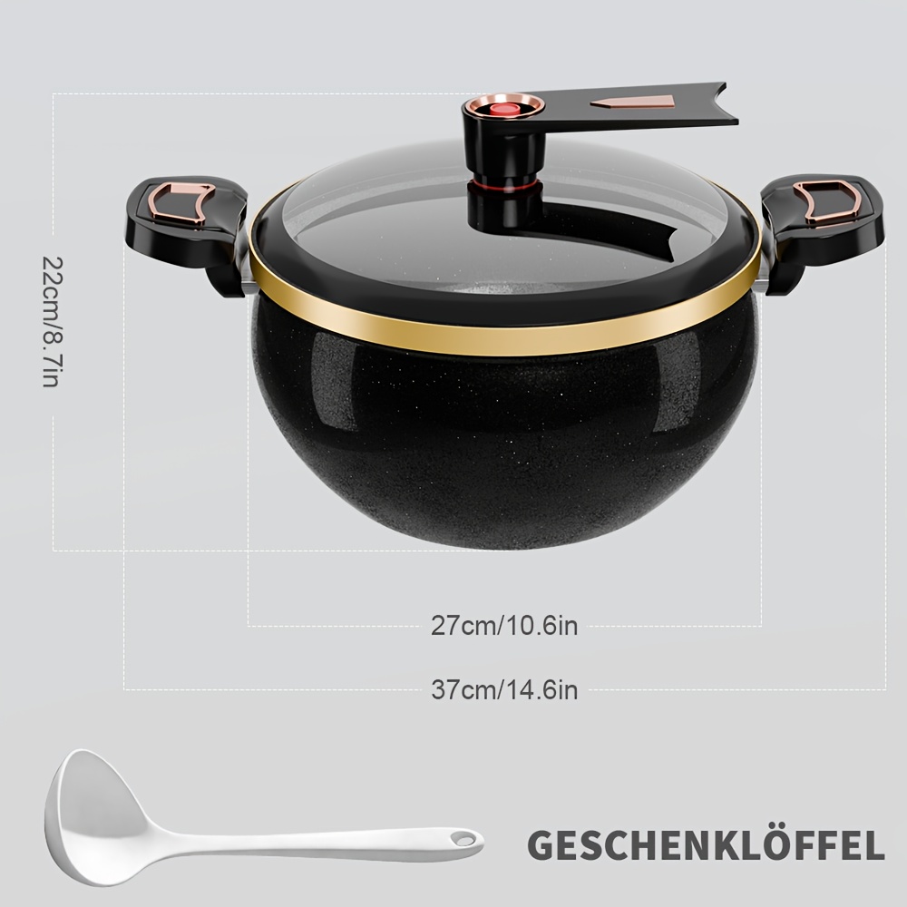 E-shop 8-Liter Schwerlast-Emaillierkessel | Inklusive einer Löffel, geeignet zum Kochen und , multifunktional mit Deckel, kompatibel mit Gas- und