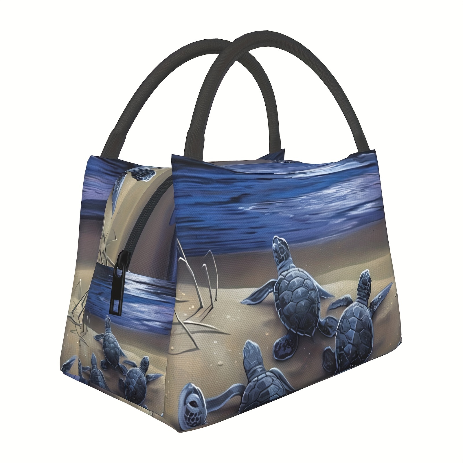 

Insulated Lunch Bag With Turtle Design - Reusable, Waterproof Polyester Cooler Tote For Work, Picnics & Travel