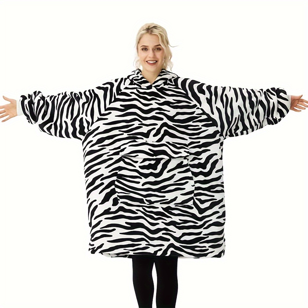 

Krifey Wearable Blanket Hoodie, Sherpa Hooded As Birthday Gifts For Mom Women Girlfriend Men, Oversized Cozy Sweatshirt With Pocket, Zebra