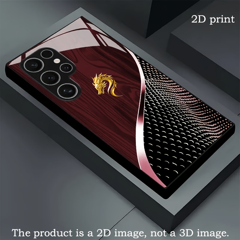 TEMU Custodia per telefono: 2D piatta - Una custodia in vetro premium resistente alle cadute con del legno marrone e design a testa di . Compatibile