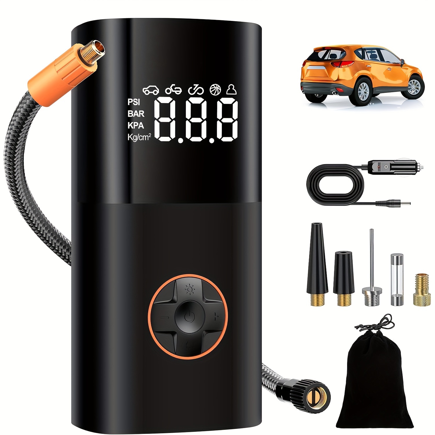 TEMU Tire Inflator Portable Air Compressor Car Tire Pump, Air Pump For Car Tires