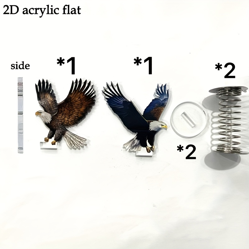 TEMU 2 Acrylic 2d Ornaments, Unique Flying Eagle Element Printed Car Center Console Ornaments, Bedroom Desktop Decoration Ornaments, Gifts For Lovers, Holiday Gifts, Birthday Gifts