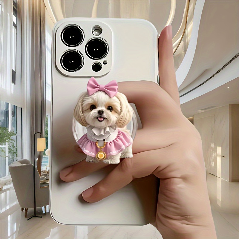 

Acrylic Cute Dog Phone Stand, Elegant Portable Smartphone Holder, Waterproof, Compatible With Phone Cases, Accessory