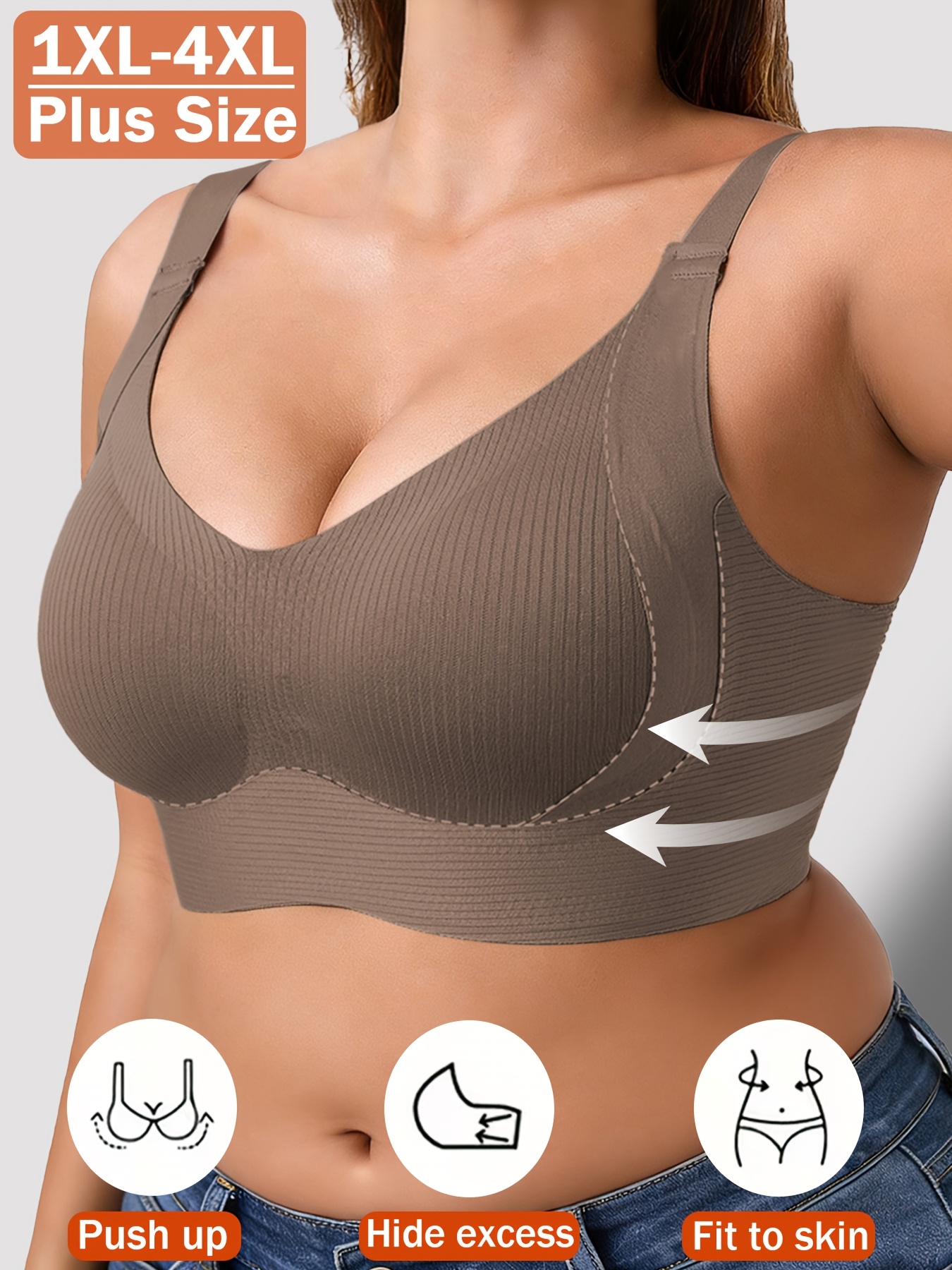 womens plus size lift support bra anti sagging adjustable breathable seamless wire   removable padded high support straps multiple colors   moisture wicking stretch fabric suitable for wearing in daily casual sports settings like