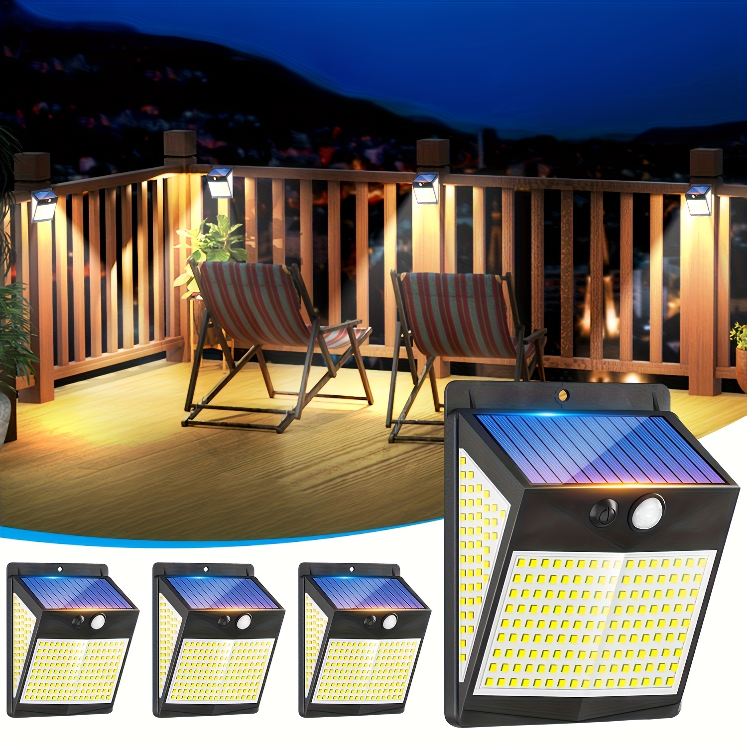 Lampes Murales Solaire à Mouvement - 1/2/4/6pcs, 238   LED Blanc Froid, Étanches, Installation Facile pour  , Patios, Garages & Plus détails 1