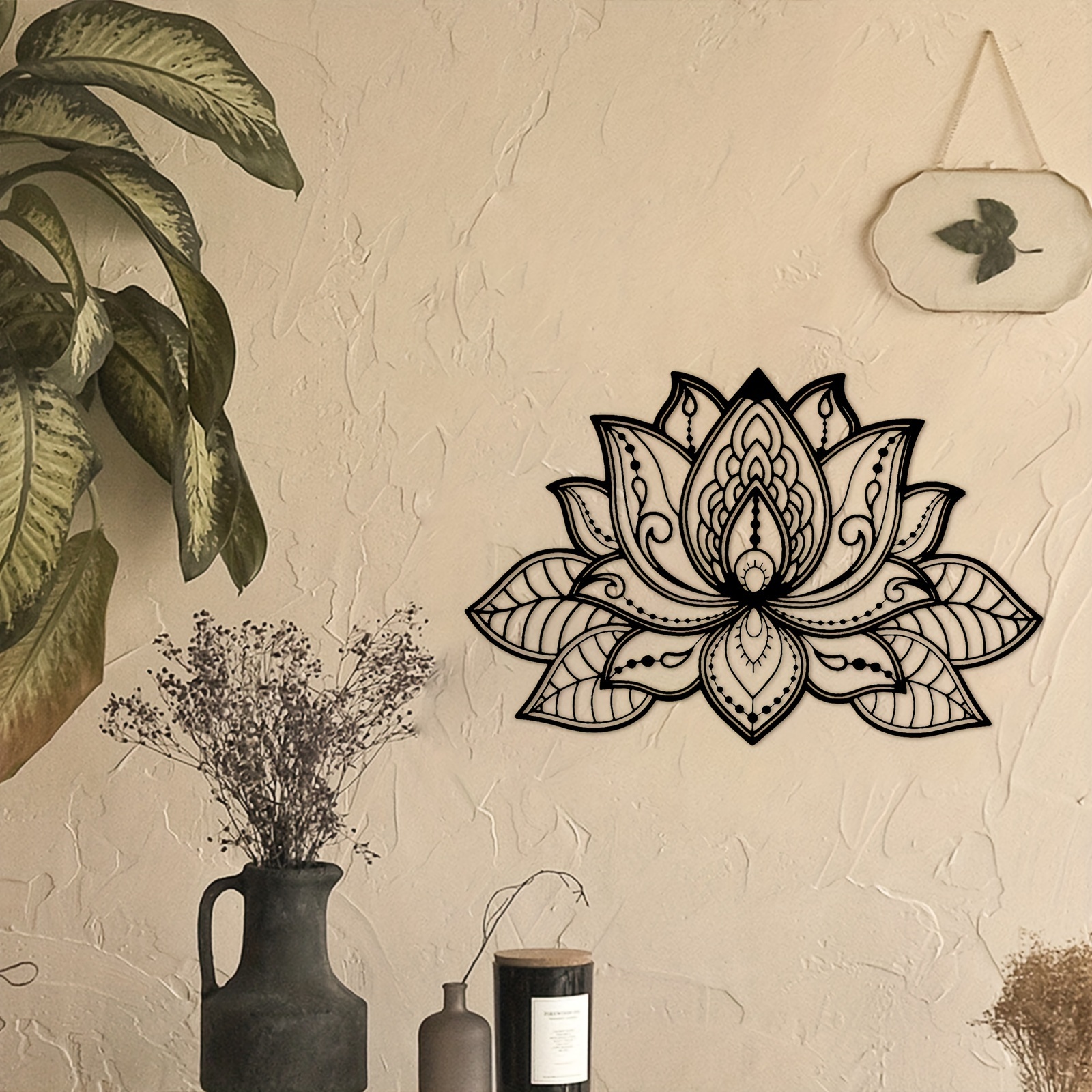 Large Metal Mandala Wall Art, Unique Lotus Flower Wall Decor Artwork,  Suitable for Office and Home Indoor and Outdoor Decoration (Black)