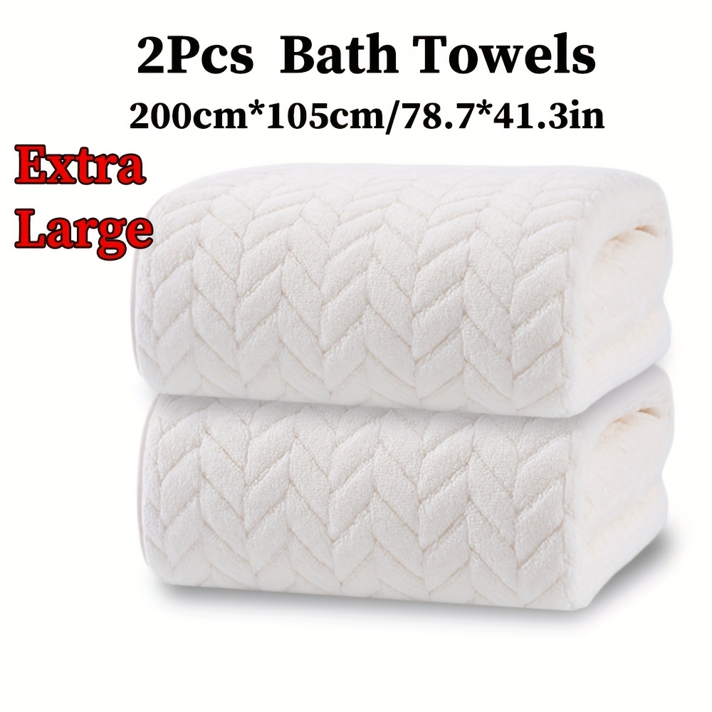 TEMU Ensemble de 2 serviettes de bain extra larges, 200 cm x 105 cm / 78,7 x 41,3 pouces, matériau en microfibre, convient pour la douche de salle de