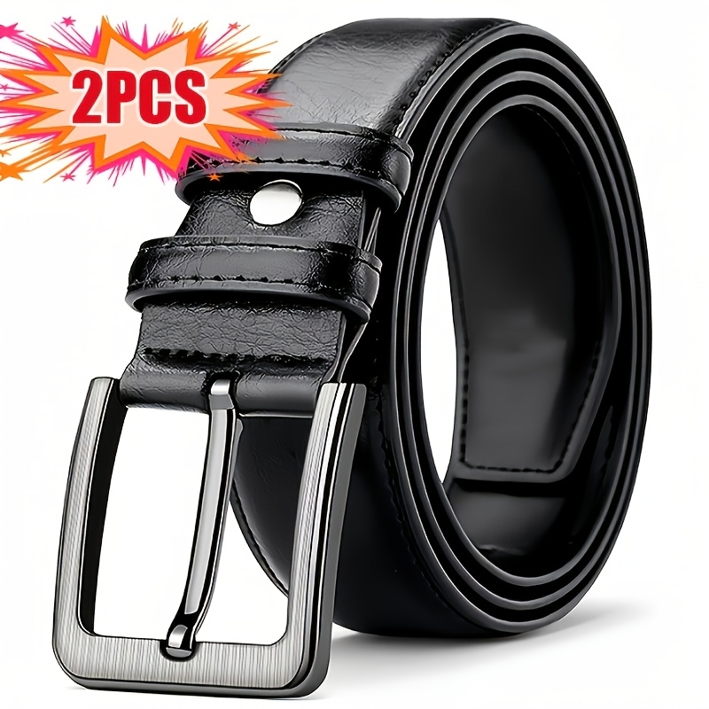 TEMU 2 Pack – Men's Belt Alloy – Stylish Design, Width Suitable For Business And Casual Occasions, Sweat-proof Technology, Suitable For Men With