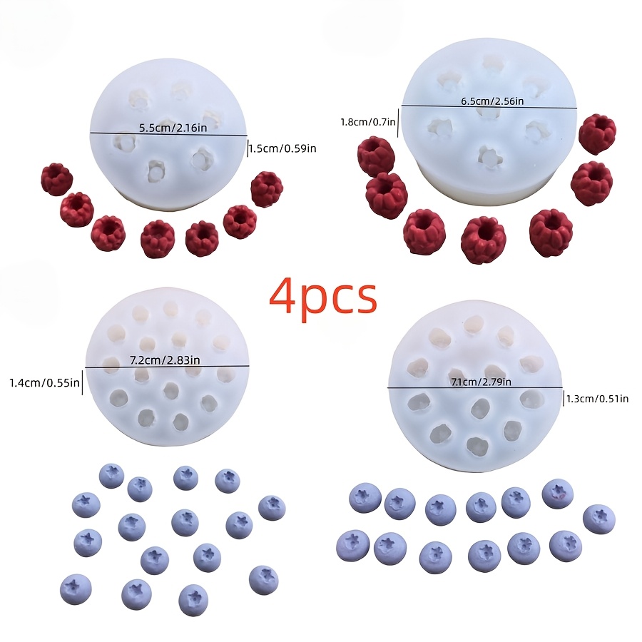 TEMU Stampo in silicone SILIKE LUFEI fai da te a forma di mirtillo e , 2 pz/4 pz, per artigianato in resina, candele, produzione di , stampi per cera