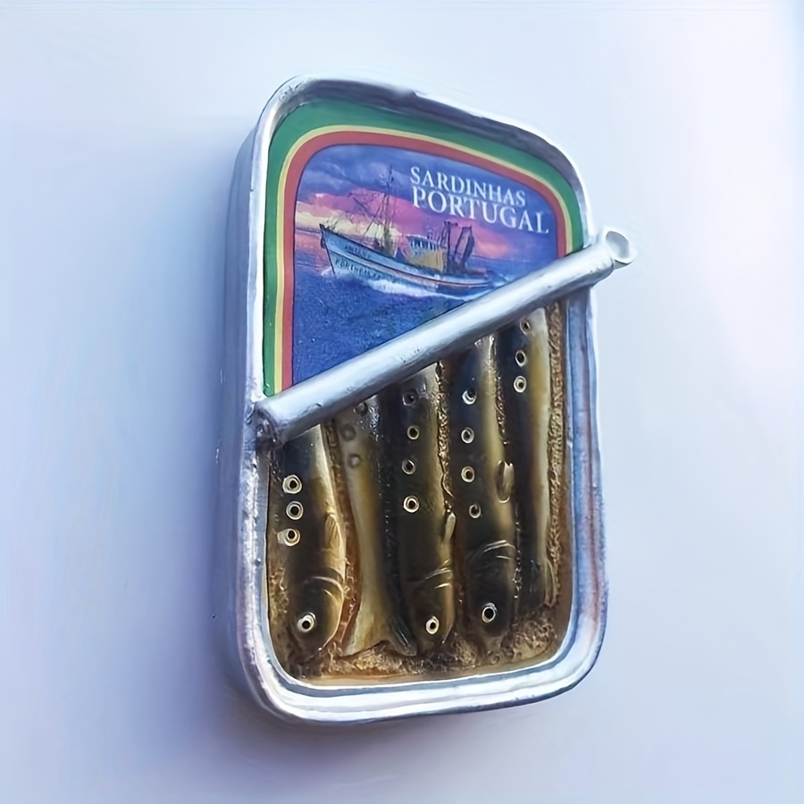 TEMU Portuguese Creative Sardine Tin Magnet, Earthenware Rectangle Fridge Magnet, Scenic Landscape Message Sticker, Gift Craft Souvenir