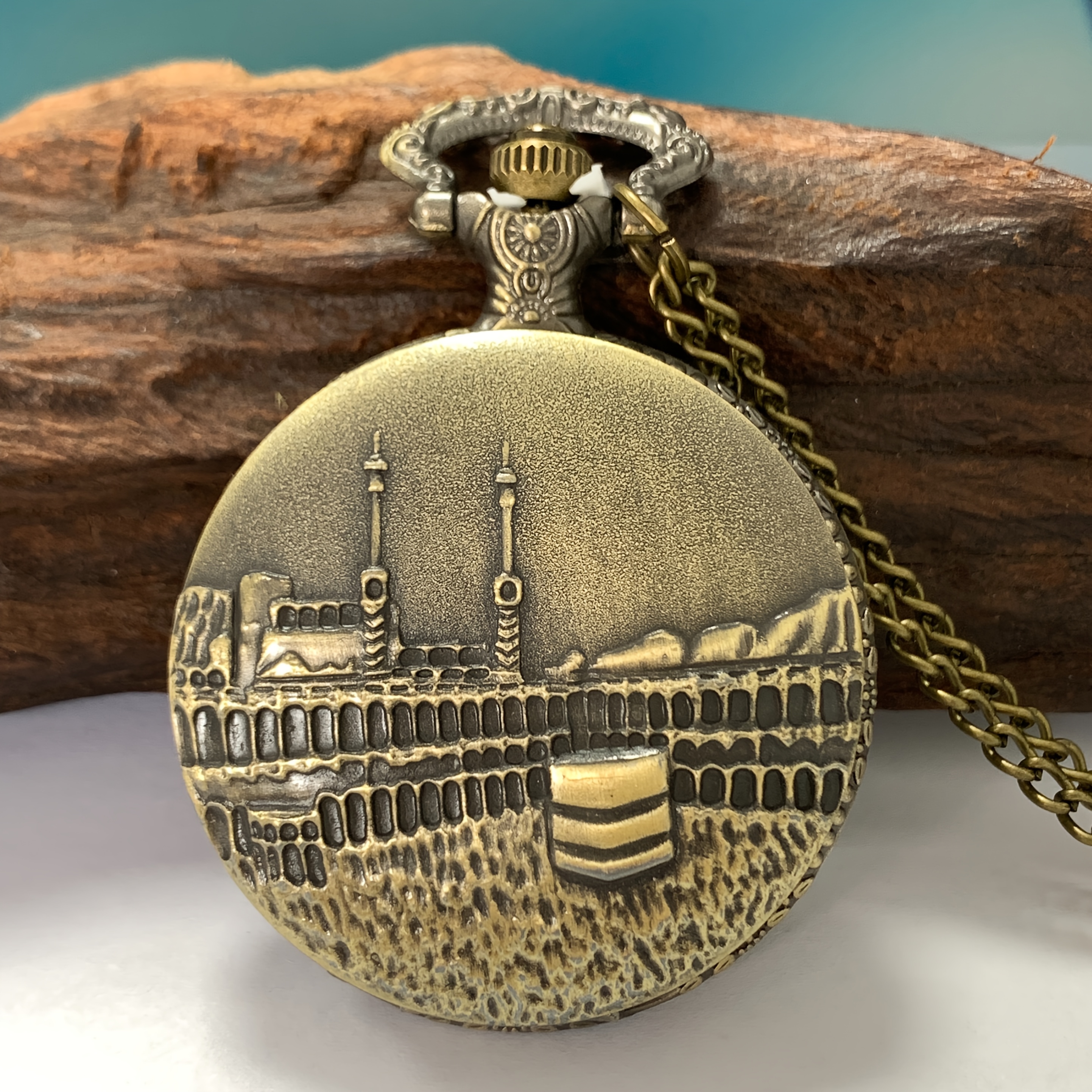 item picture classic bronze castle personalized pattern engraved quartz pocket watch mens and womens clothing bag packaging decoration holiday gifts for   souvenirs