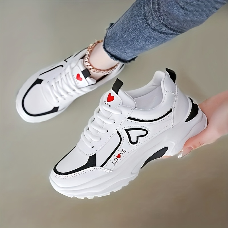 Zapatillas Bajas para Mujer con Corazón y Parte Superior - Ligeras, Casuales con Cordones, Ideales para Uso Diario, Oficina y Cada Día - Suela Duradera y Acolchada (Lavado a Mano), Calzado para Mujer - Imagen 5