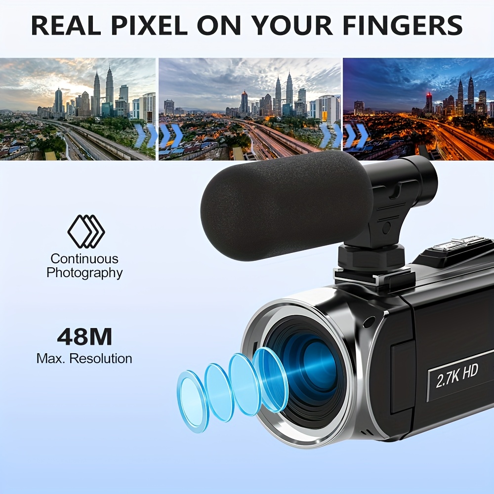 videocamera 4k hd con microfono esterno, fotocamera digitale registratrice 4k 48mp da 3 pollici con rotazione a 270 e zoom digitale 18x, con scheda sd da 32gb Dettagli dell'articolo 2