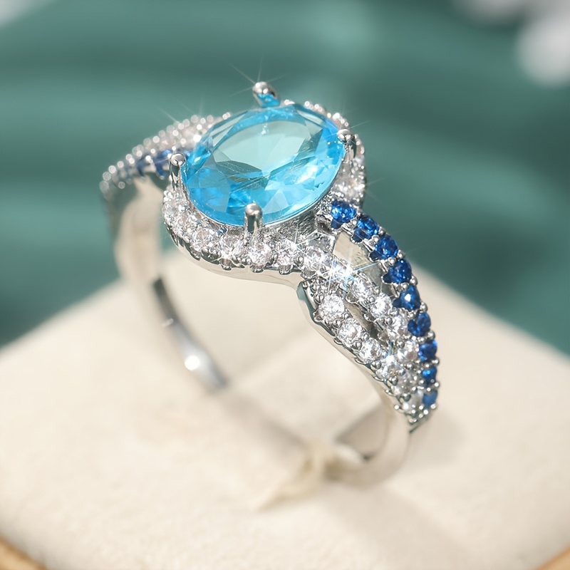 Luxurious Oval Synthetic Zirconia Ring, Perfect Gift