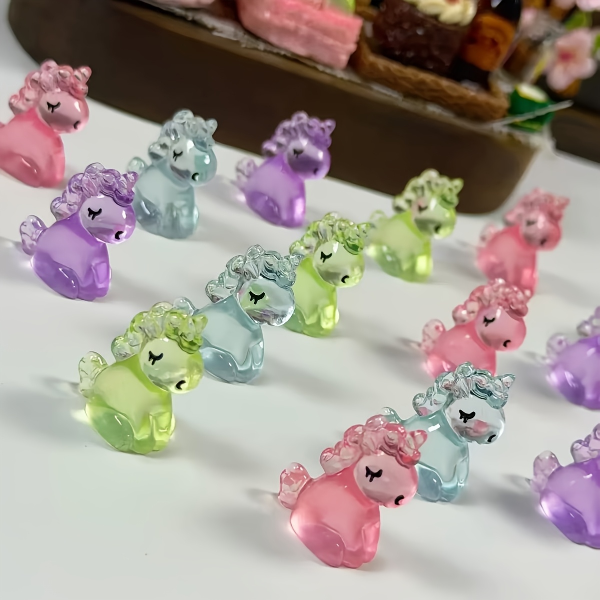 20pcs 3d Unicorn Mini Car Additions Mini Landscape Creative Animal Landscape, Mini Fairy Tale Garden And Aquarium Decoration, Valentine's Day, Easter, Wedding, Ramadan, Carnival, Random Colors