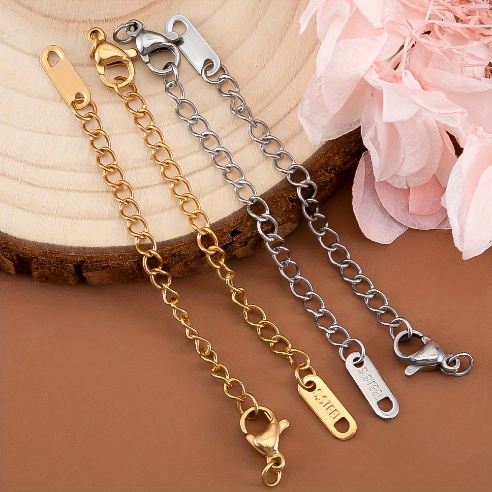 

10pcs Stainless Steel Extender Chain With Lobster Clasps, Necklace Bracelet Extender Chain For Diy Jewelry Making