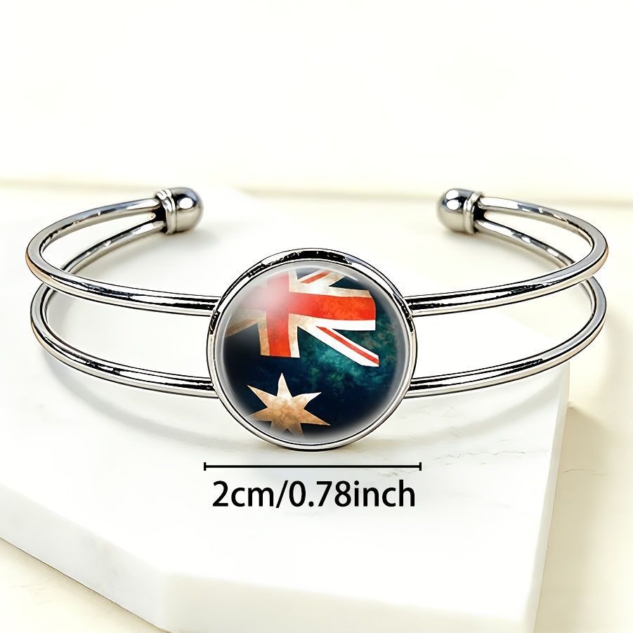 Women's Adjustable Open Bangle with Australian Flag Design