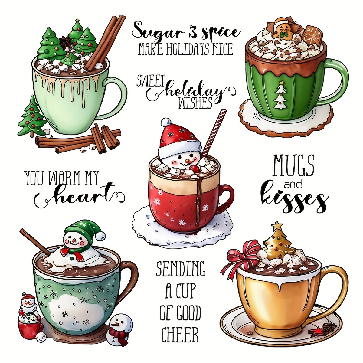 

Vintage Christmas Ice Cream & Milk Tea Clear Stamp For Diy Scrapbooking, Card Making & Photo Album Decor - Rectangular Transparent Seal