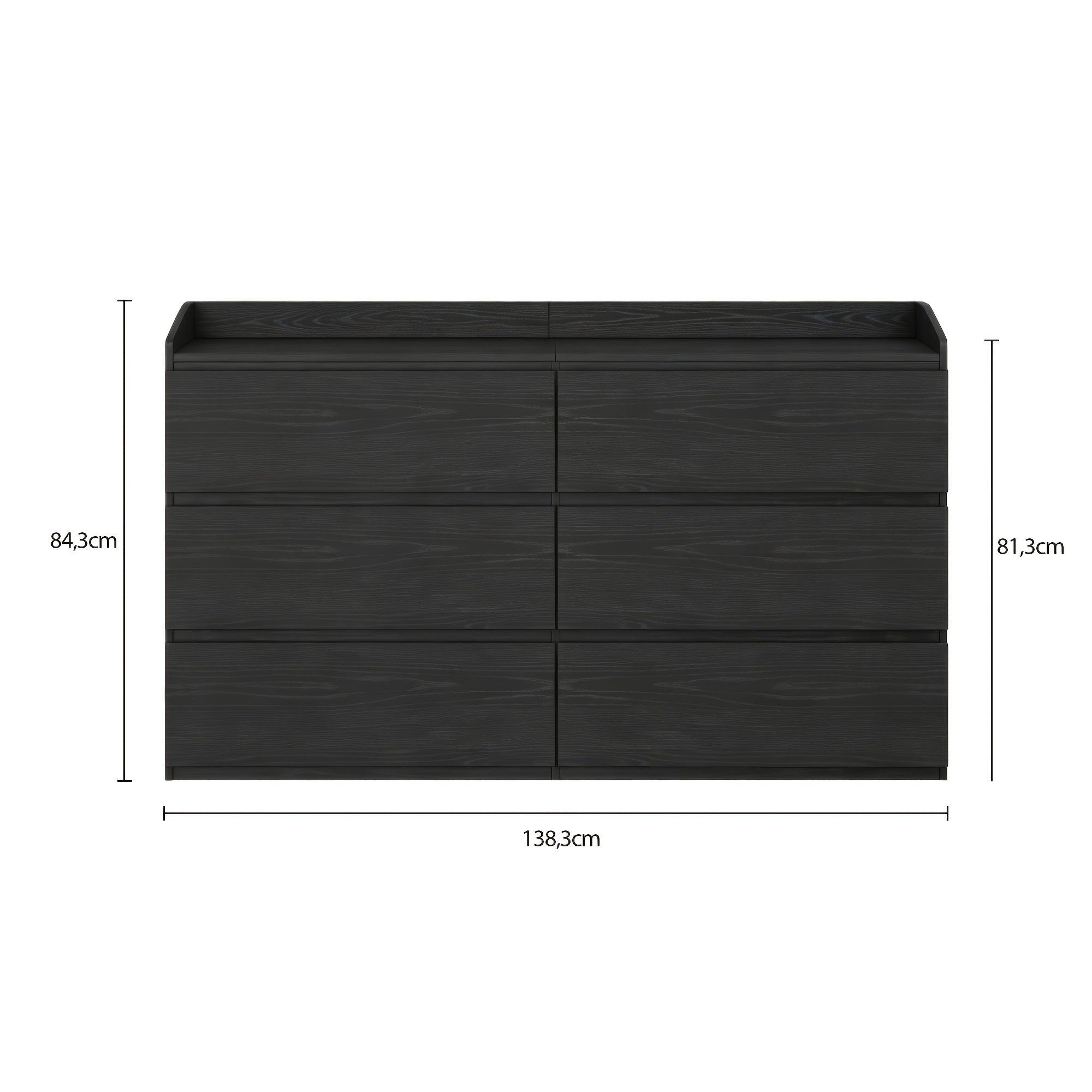 Six-drawer Dresser, Width 138.3cm, Side Cabinet With Countertop, Storage Cabinet Suitable For Living Room And Bedroom, Top Bar Design, 40.3×138.3×84.3cm