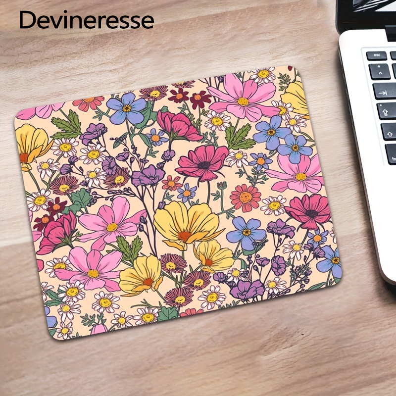 

1pc Beautiful Flowers Art Design Square Mouse Pad Colorful Office Desk Mat Keyboard Pad Natural Rubber Non-slip Office Mouse Pad 9.44x7.87inch Suitable For Home Office Game As Gift