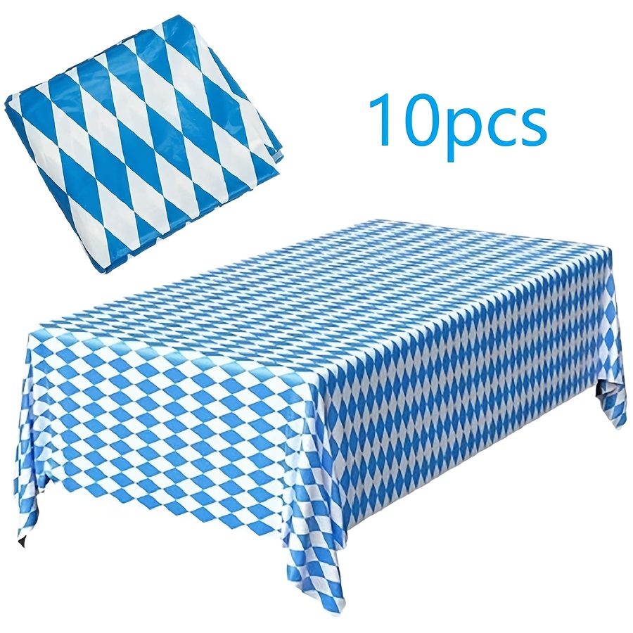 Image of 1/3/5/10pcs German Munich Oktoberfest Blue And White Rectangular Pattern Tablecloth Suitable For Party Beer Festival Entertainment