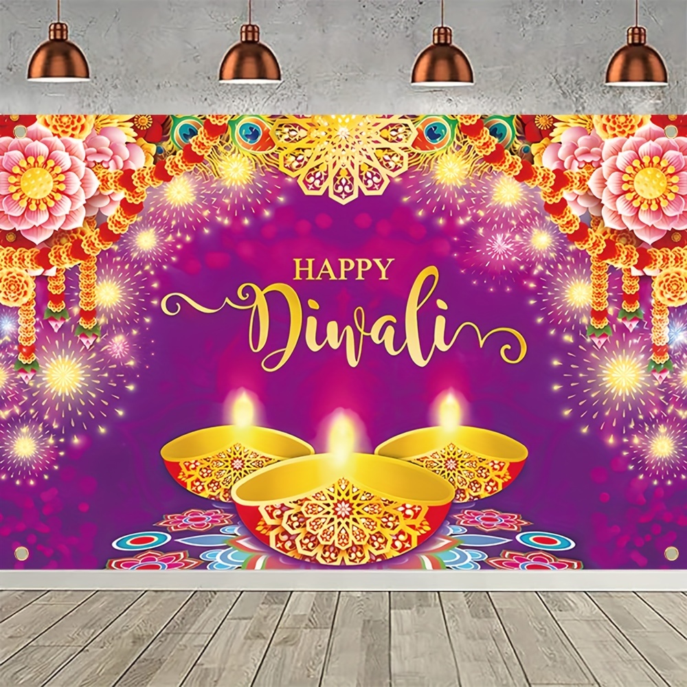 

Diwali Celebration Polyester Banner - Holiday Parties, Wall Decor & Photography, No Power Needed - In 3 Sizes