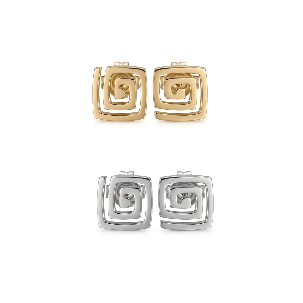 Unisex 304 Stainless Steel Geometric Square Stud Earrings