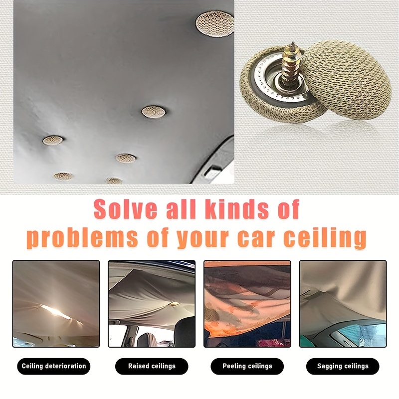 60pcs car roof headliner repair kit vehicle roof snap rivets retainer with installation tool auto interior ceiling cloth fixing repair button suitable for most cars truck suv uv car 3 colors for your choose 5