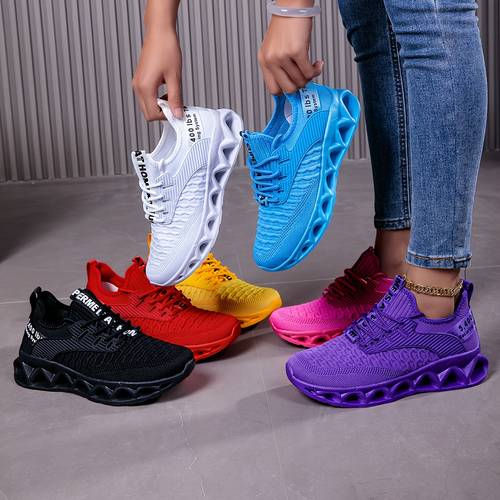 womens breathable running shoes with stability pronation support eva sole fabric upper neutral cushioning design vibrant solid colors white blue walking jogging casual wear gift jogging footwear sleek able footwear