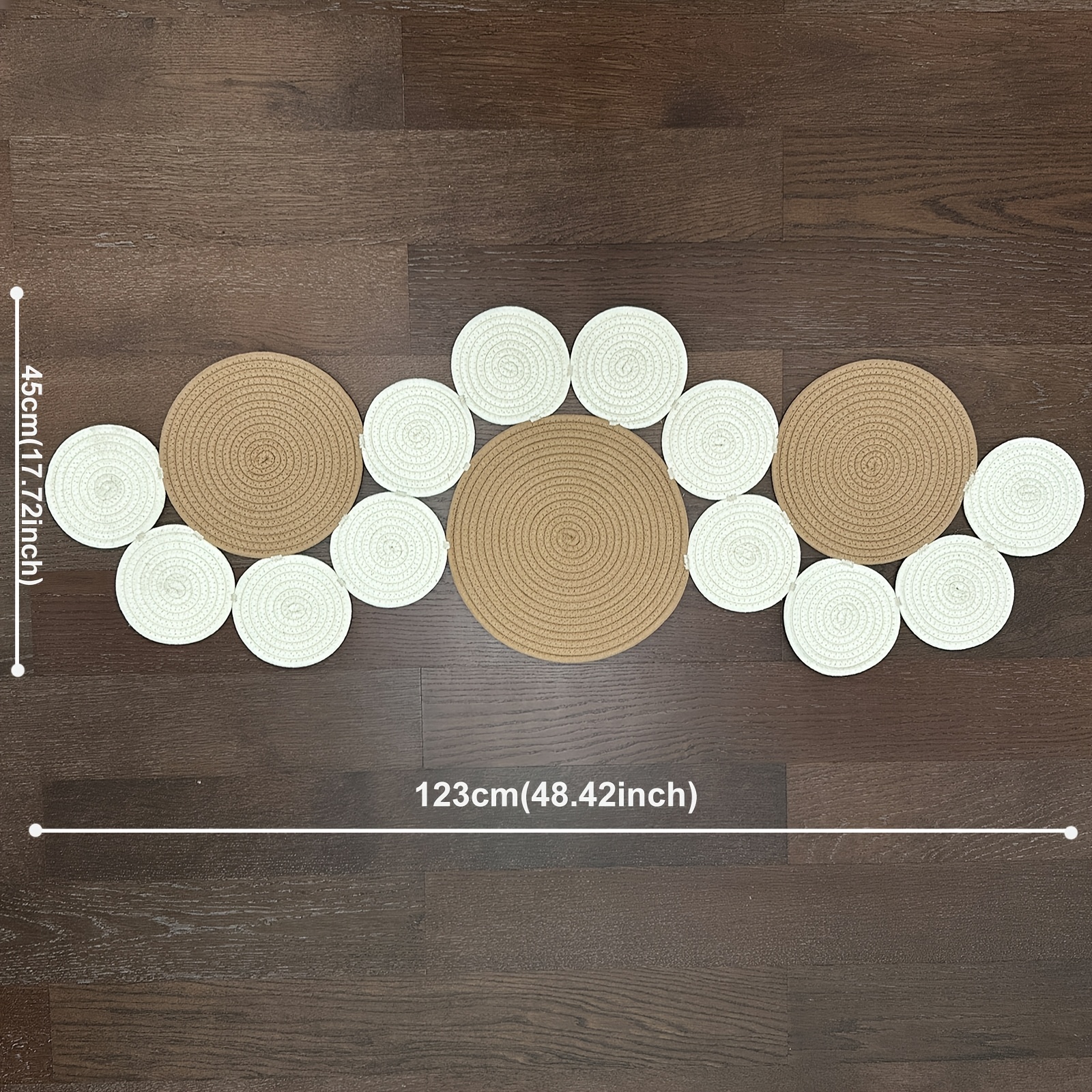 Image of Boho Style Linen Farmhouse Rustic Coffee Table Runner Placemat For Outdoor Long Table Party Wedding 17.72*48.42inch Beige Coffee Table Decor Summer Home Decor Outdoor Wedding Holiday Party Decor