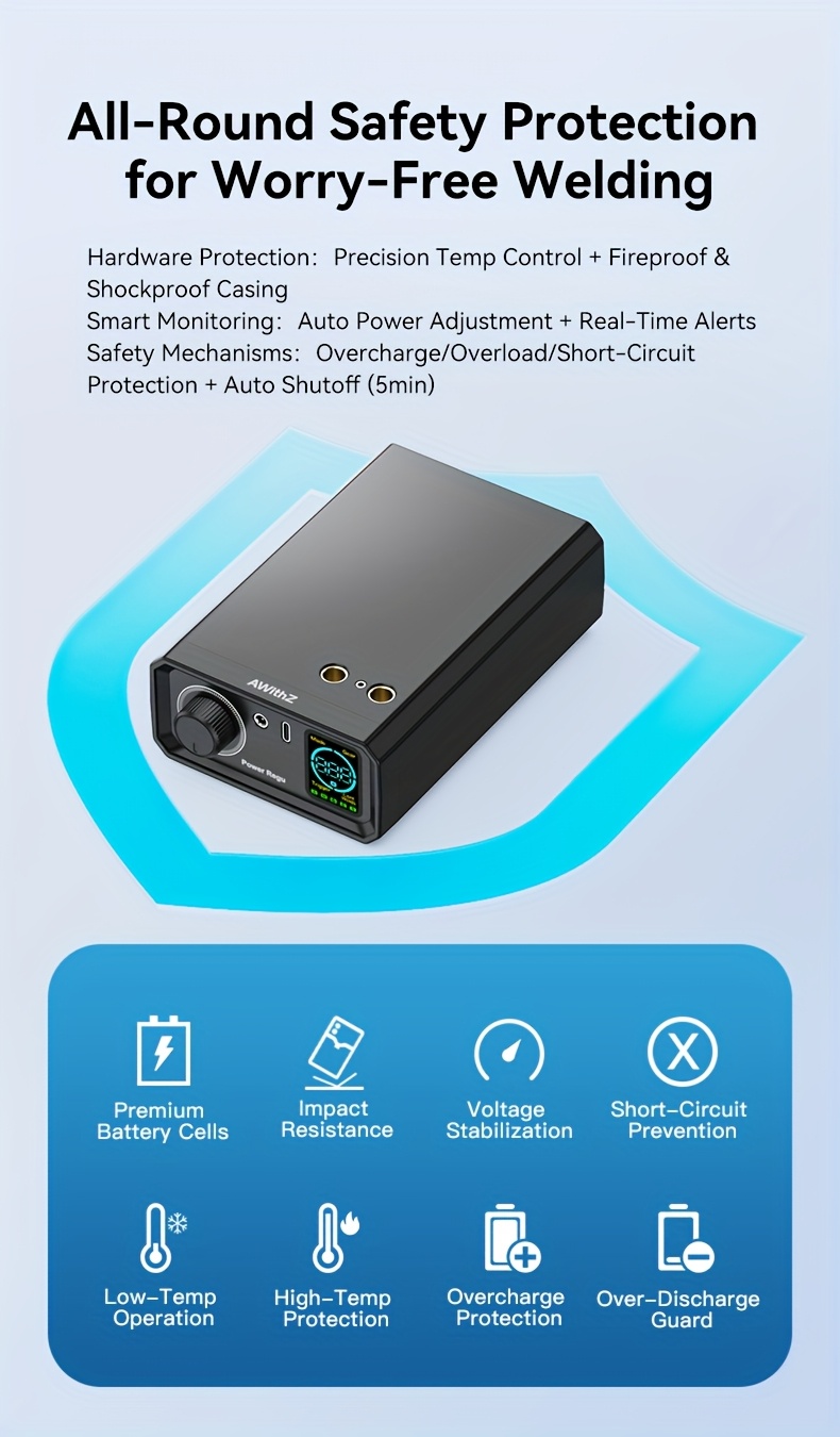 AWithZ Portable Spot Welding Machine Professional Heavy-Duty 9000W Dual Pulse Welder with 999-Precision Adjustment & Digital Display, for Nickel/Nickel Plating/Steel/Iron/Copper Welding - /Workshop Use