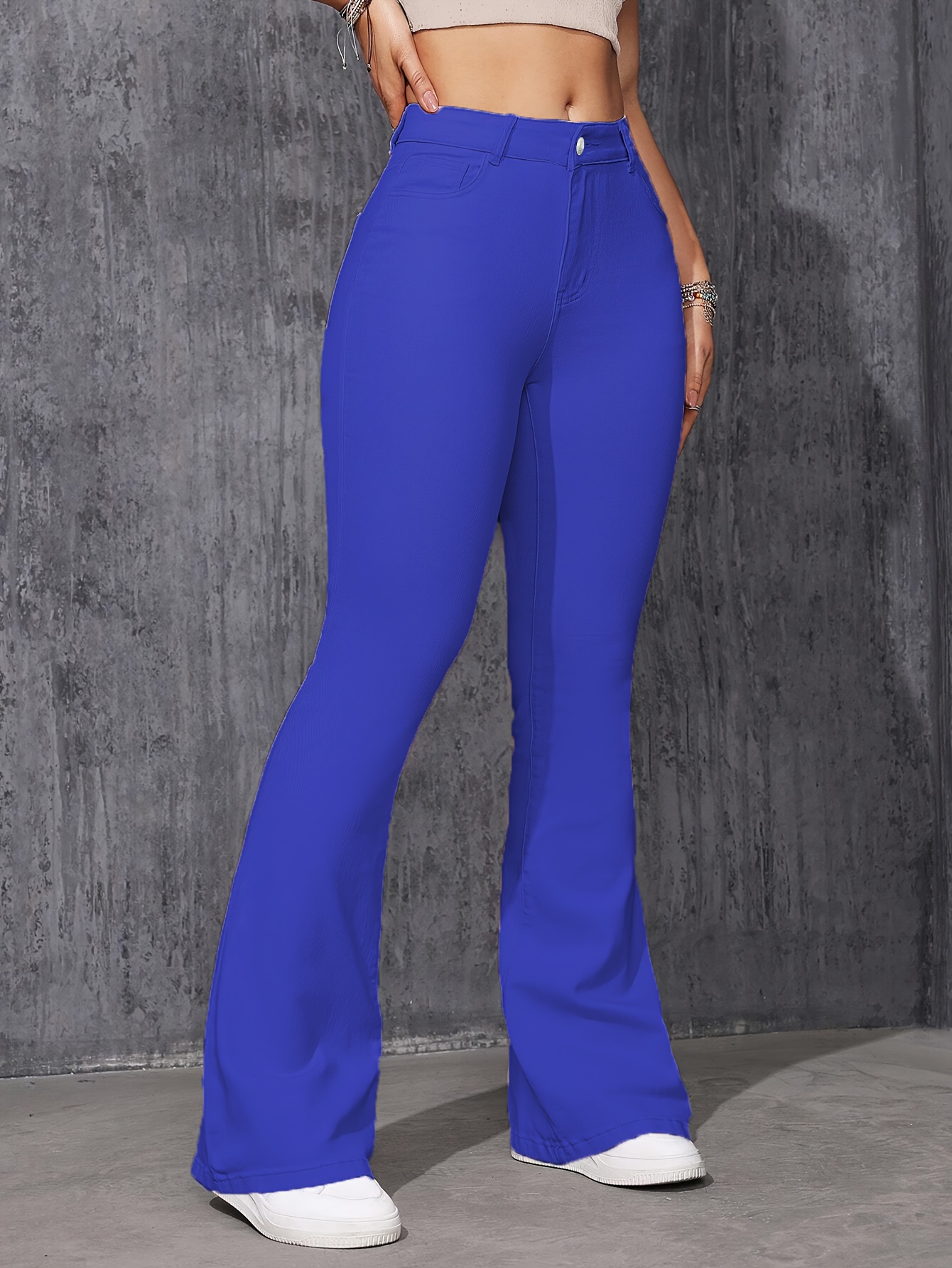 pantalones acampanados elásticos de estilo moderno color     Detalles del producto 0
