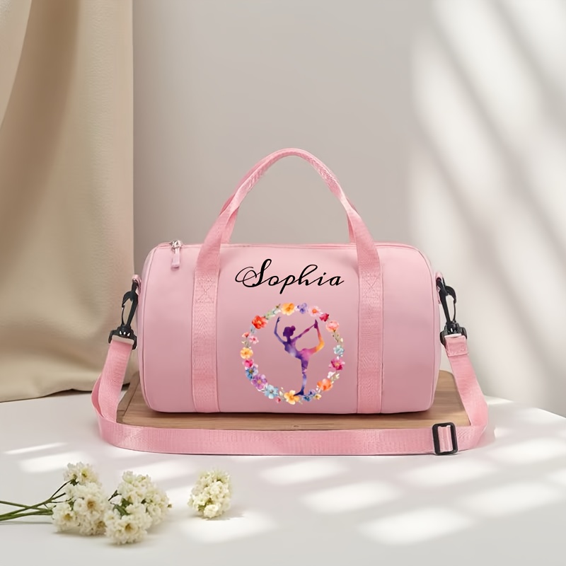 TEMU Sac de Gymnastique et Danse Personnalisé avec Nom/ - Grand Sac de Sport Léger en Nylon à Grande , Sangle Réglable et Fermeture Éclair, Design