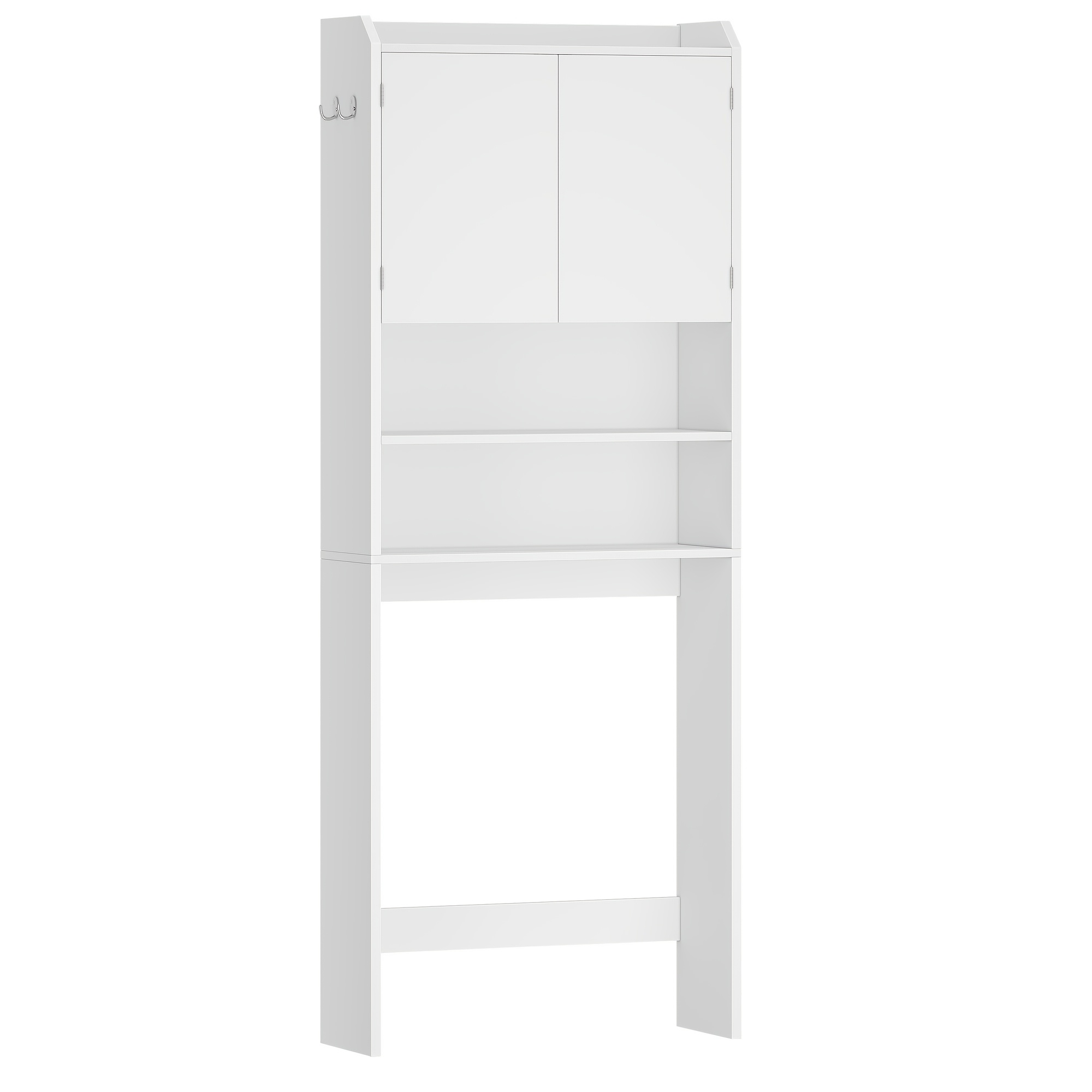 Washing Machine Cabinet, Washing Machine Shelf, With 2 Doors, Toilet Shelf, Adjustable Shelves, Bathroom Shelf Above Washing Machine/toilet, 24 X 185 Cm, White