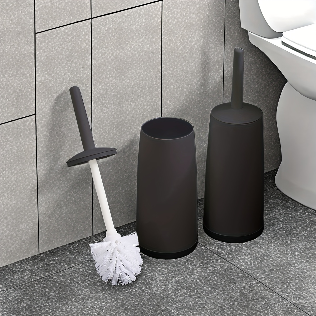 

Easy-clean Long Handle Toilet Brush With Base - Reusable, No Dead Corner Design For Bathroom Cleaning