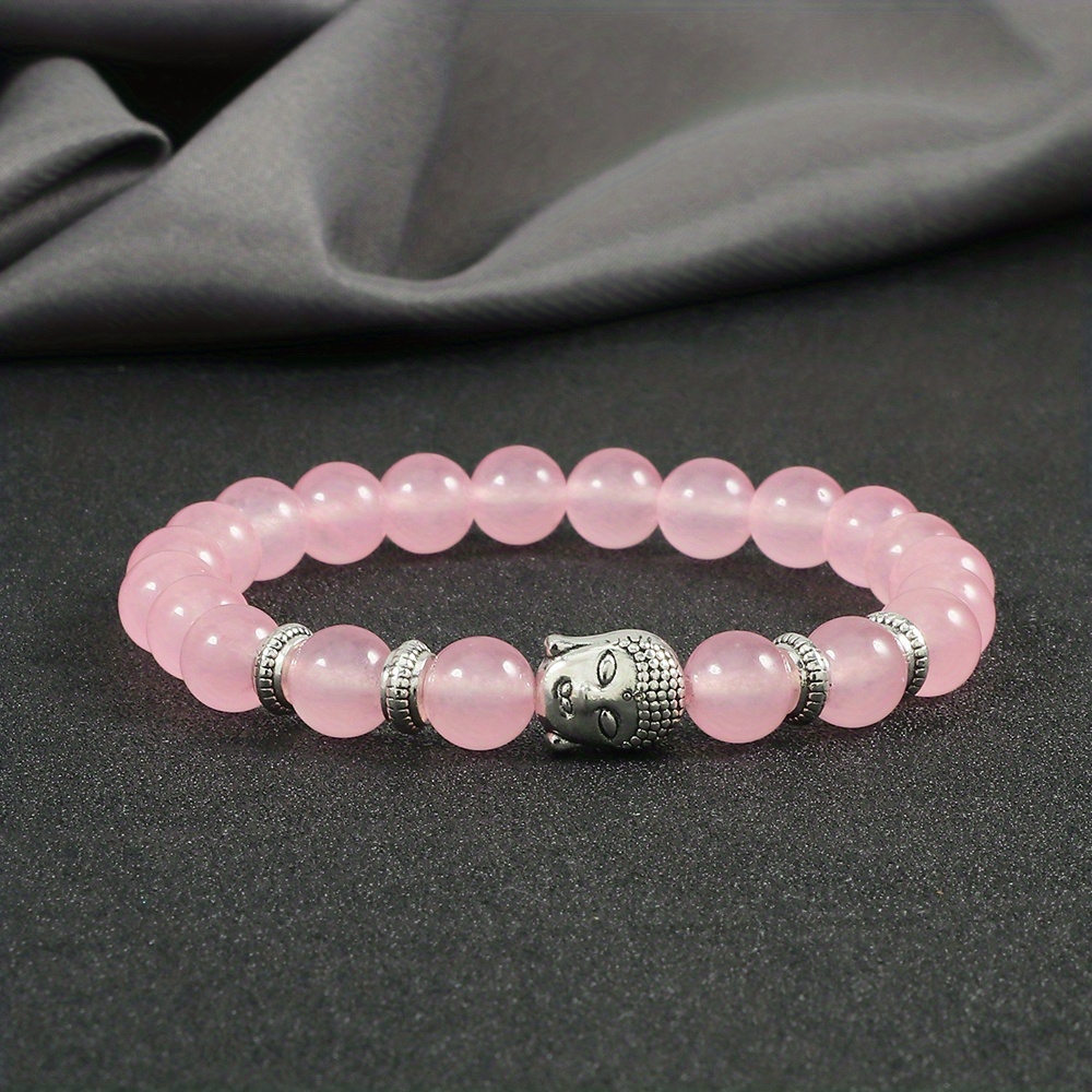 Unisex Light-toned Beaded Bracelet with Buddha Head Charm