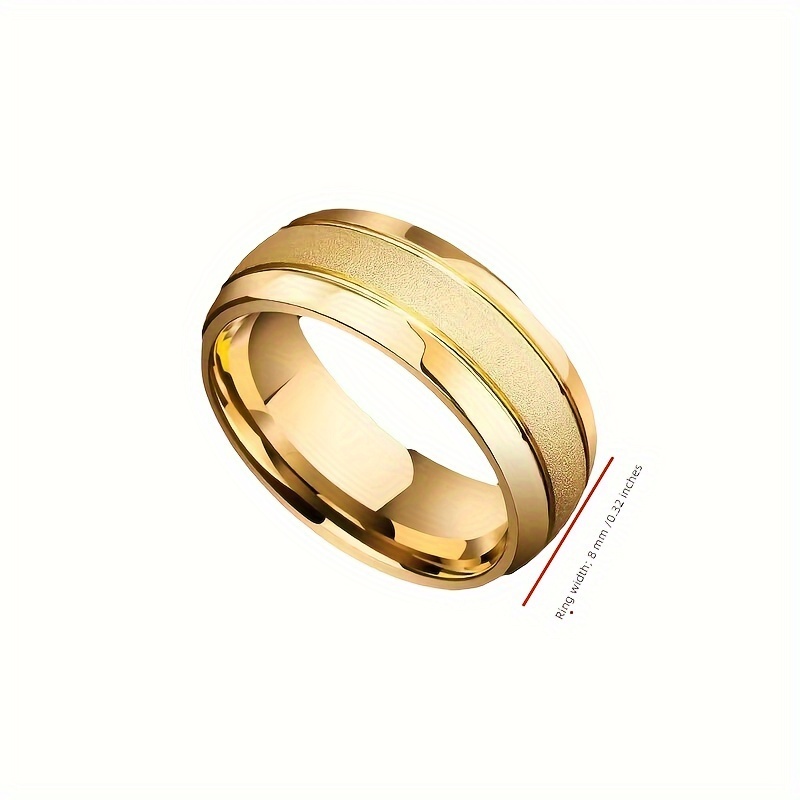 1pc stainless steel frosted ring fashion all match handsome 18k golden plated ring details 0