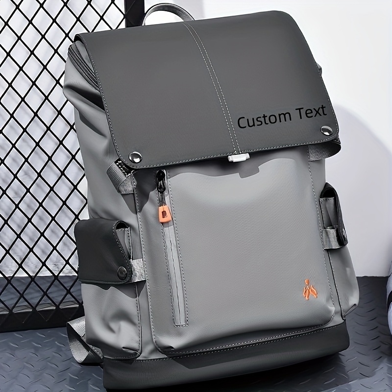 Customizable Text Casual Backpack for Men, Multifunctional Laptop Bag for Business Commuting, Large Capacity Travel Backpack Made of Oxford Cloth
