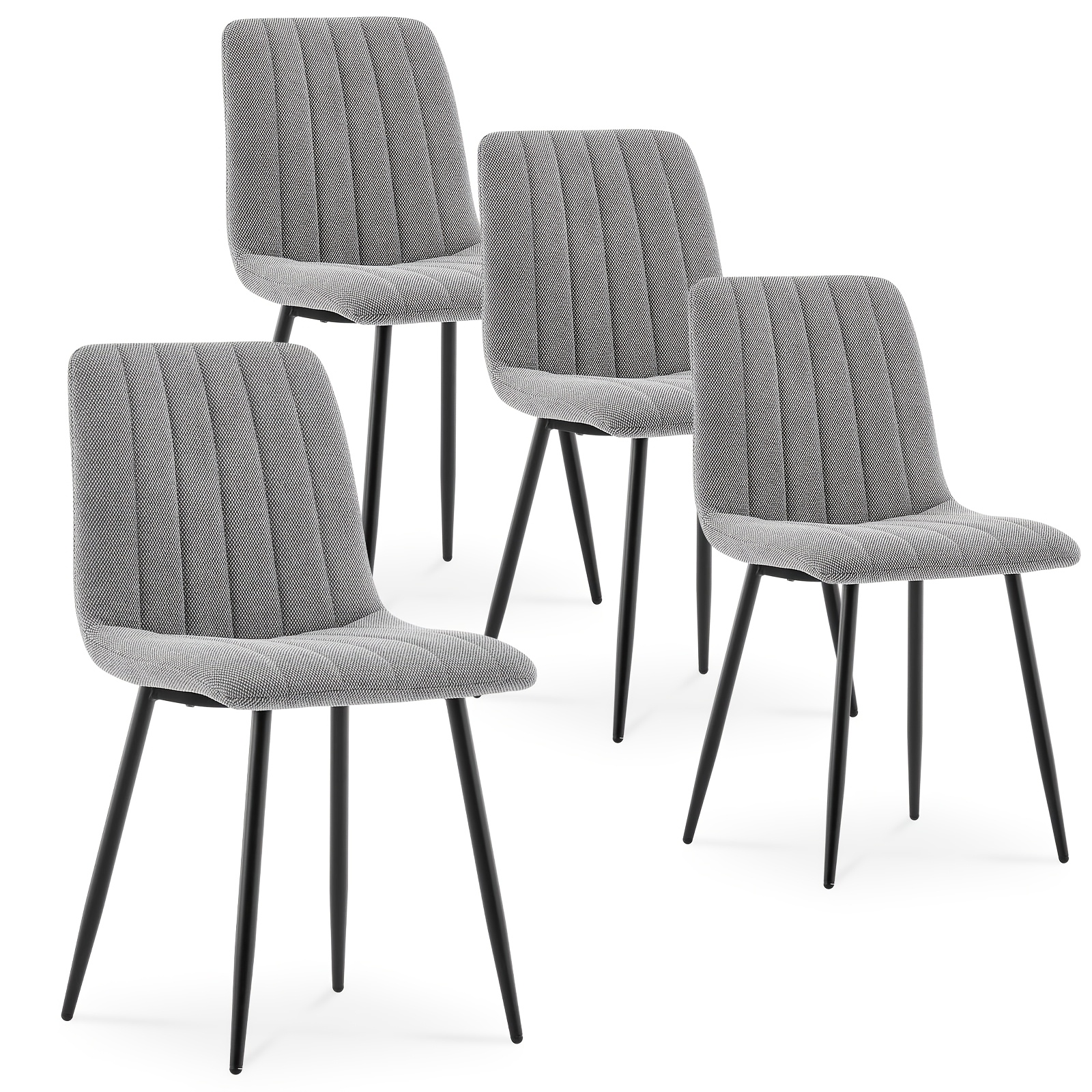 Image of Reception Chair Set Of 2/4 - Modern Ergonomic Office Armchairs With Soft & Backrest, Suitable For Room, , Office - Suitable For Hard Floors, Painted, Metal Legs And Linen Upholstery